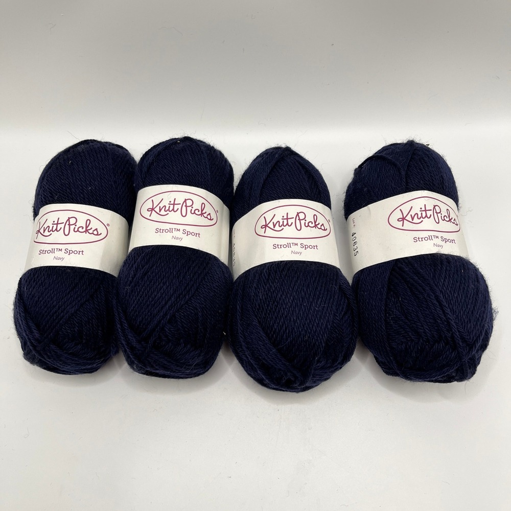 Knit Picks Stroll Sport Navy Yarn 4 Skeins Superwash Merino Wool Nylon Blend